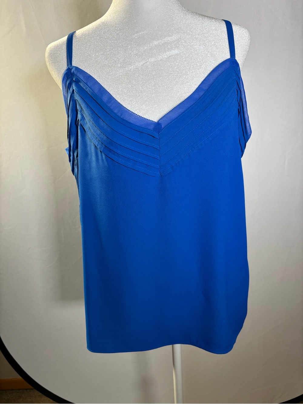 Bright Blue V-Neck Spaghetti Strap Tank Top Size Large NWOT